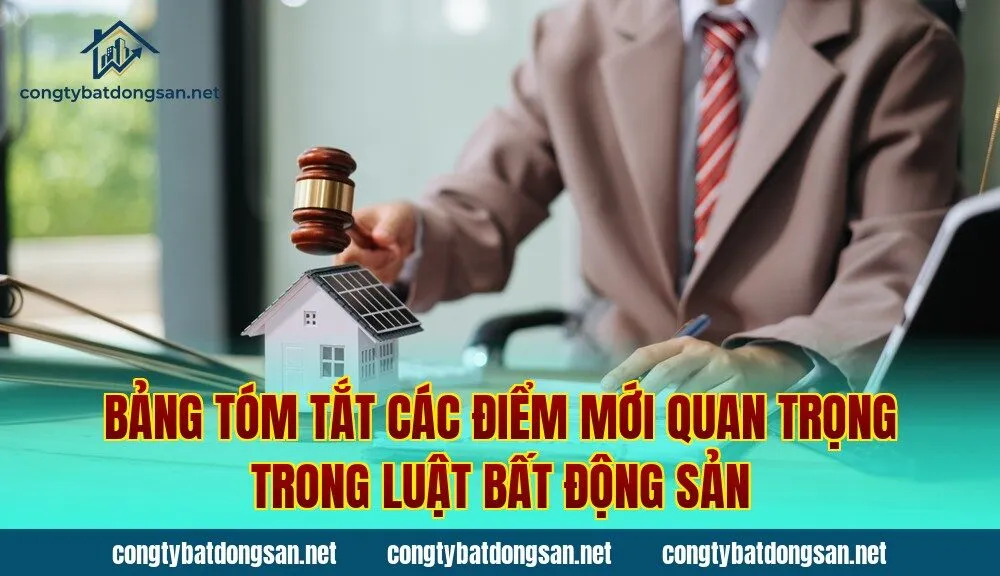 Bảng tóm tắt các điểm mới quan trọng trong luật bất động sản