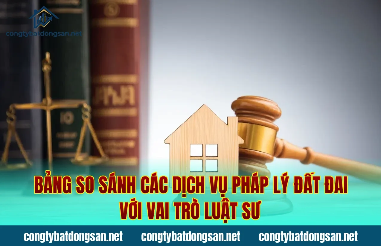 Bảng so sánh các dịch vụ pháp lý đất đai với vai trò luật sư